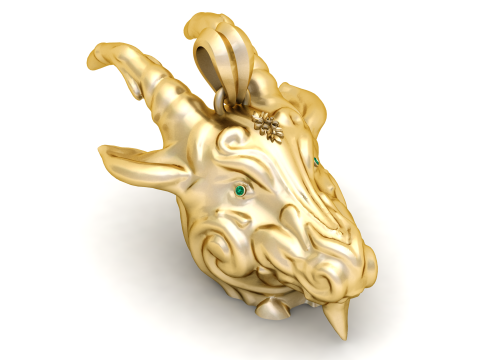 Goat Head Pendant 3D Printable Mode 3D Print Model