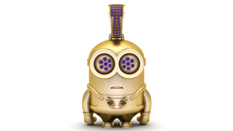 金色小黄人吊坠 3D 打印模型 3D 打印模型 .c4d .max .obj .3ds .fbx .stl .blend 