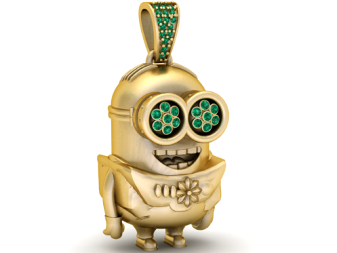 Modelo imprimible en 3D con colgante de Minion de dibujos animados Modelo de impresión 3D