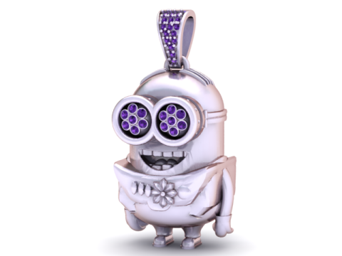 Modelo imprimible en 3D con colgante de Minion de dibujos animados Modelo de impresión 3D
