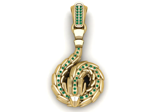 Mod&egrave;le imprimable en 3D de pendentif serpent en or Modèles 3D en vedette