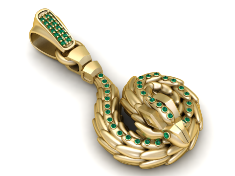 Modello stampabile 3D con ciondolo serpente in oro Modello di stampa 3D