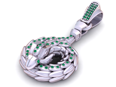 Modello stampabile 3D con ciondolo serpente in oro Modello di stampa 3D