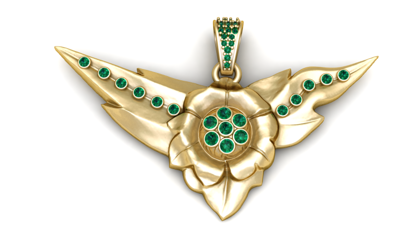 Pendentif fleur ailé Modèle imprimable en 3D Modèles 3D en vedette .c4d .max .obj .3ds .fbx .stl .blend 