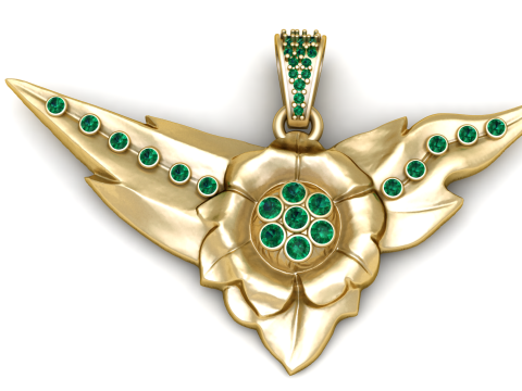 Wisiorek ze skrzydlatym kwiatem Model do druku 3D Model do druku 3D