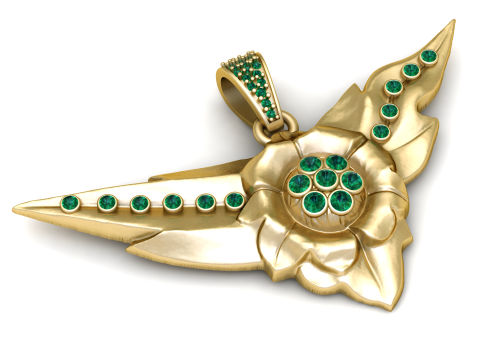 Pendentif fleur ailé Modèle imprimable en 3D Modèles 3D en vedette