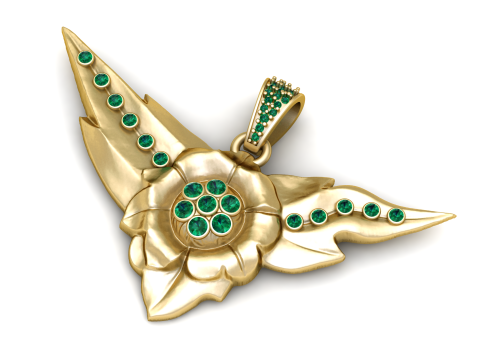 Pendentif fleur ailé Modèle imprimable en 3D Modèles 3D en vedette