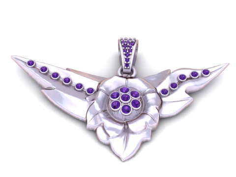 Pendentif fleur ailé Modèle imprimable en 3D Modèles 3D en vedette