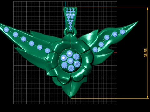 Winged Flower Pendant 3D Printable Model 3D Print Model