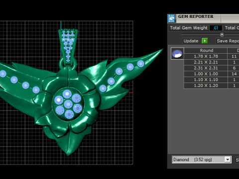 Pendentif fleur ailé Modèle imprimable en 3D Modèles 3D en vedette