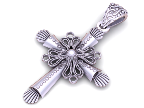 Gouden filigraan kruis hanger 3D afdrukbaar model 3D printmodel