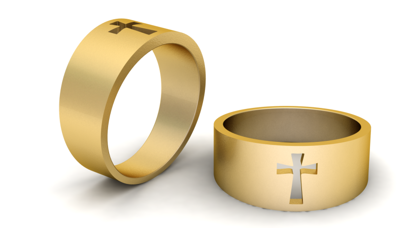 Golden Cross Ring Pendant 3D Printable Model 3D Print Model .c4d .max .obj .3ds .fbx .stl .blend 