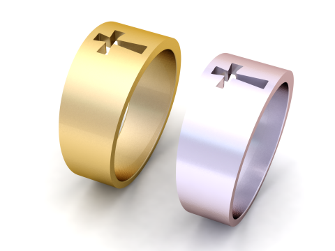 Golden Cross Ring Pendant 3D Printable Model 3D Print Model