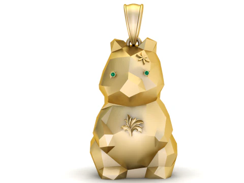 Altın Geometrik Sincap Kolye 3D Yazdırılabilir Model 3D Baskı Modeli