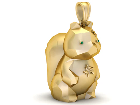 Golden Geometric Squirrel Pendant 3D Printable Model 3D Print Model