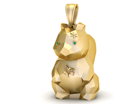 黄金の幾何学的なリスのペンダント 3D 印刷可能モデル 3Dプリントモデル