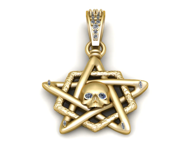 Skull Star Pendant 3D Printable Model 3D Print Model .c4d .max .obj .3ds .fbx .stl .blend 