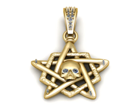 Mod&egrave;le imprimable en 3D du pendentif Skull Star Modèles 3D en vedette