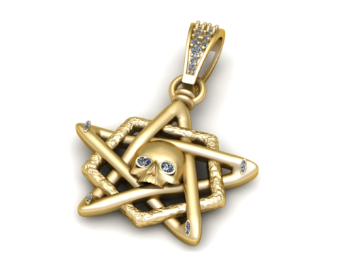 Modèle imprimable en 3D du pendentif Skull Star Modèles 3D en vedette