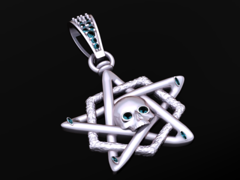 Modèle imprimable en 3D du pendentif Skull Star Modèles 3D en vedette