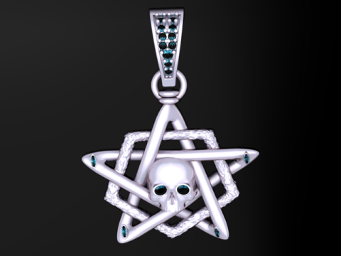 Modèle imprimable en 3D du pendentif Skull Star Modèles 3D en vedette