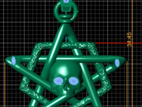 Skull Star Pendant 3D Printable Model 3D Print Model