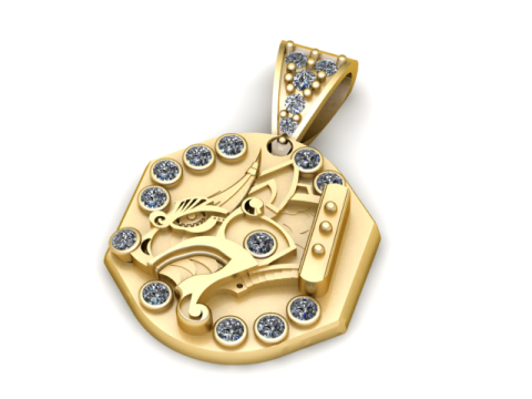 Modello stampabile 3D con ciondolo drago con ingranaggio meccanico Modello di stampa 3D