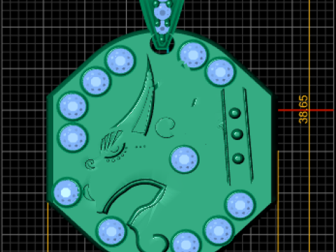 Modello stampabile 3D con ciondolo drago con ingranaggio meccanico Modello di stampa 3D