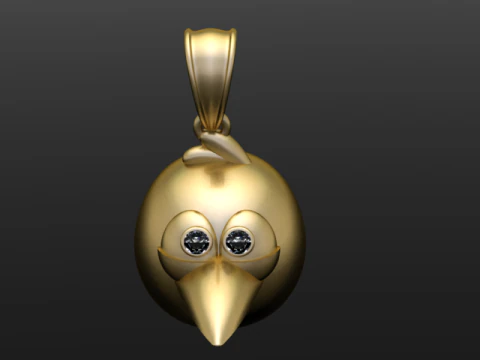 Cute Golden Cartoon Bird Pendant 3D Printable Model 3D Print Model