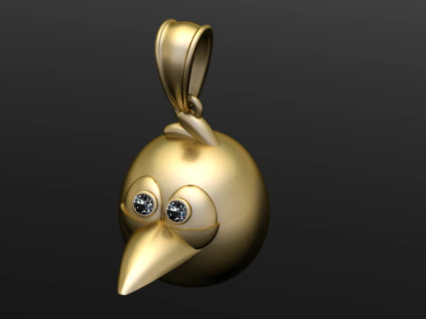 Cute Golden Cartoon Bird Pendant 3D Printable Model 3D Print Model