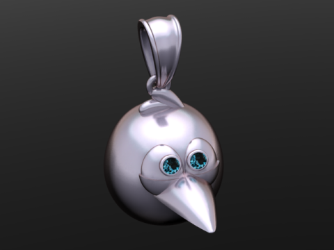 Милый золотой мультяшный кулон в виде птицы 3D модель для печати 3D Принт Модель