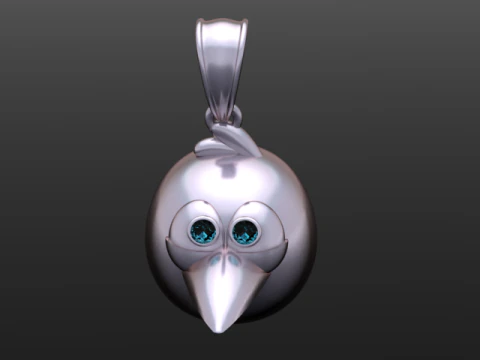 Cute Golden Cartoon Bird Pendant 3D Printable Model 3D Print Model