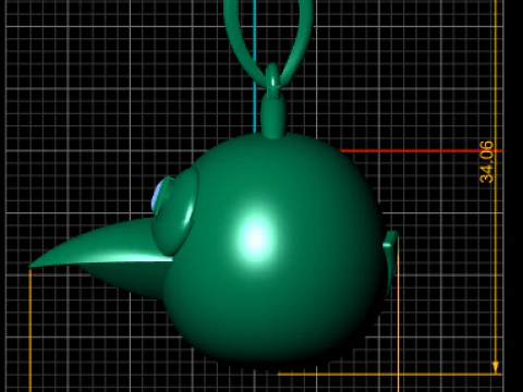 Cute Golden Cartoon Bird Pendant 3D Printable Model 3D Print Model