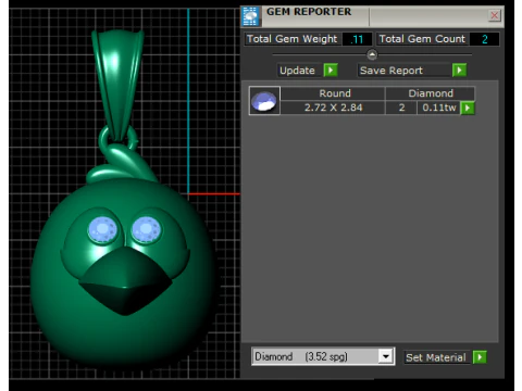 Cute Golden Cartoon Bird Pendant 3D Printable Model 3D Print Model