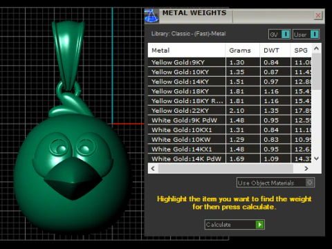 Cute Golden Cartoon Bird Pendant 3D Printable Model 3D Print Model
