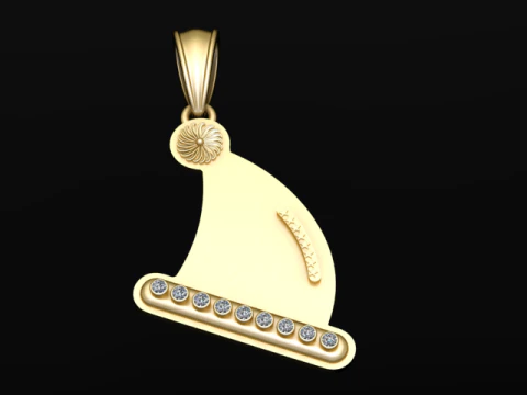 Model Cetak 3D Liontin Topi Emas Model Cetak 3D