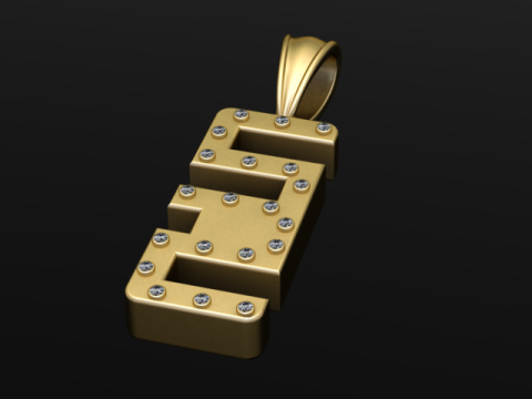 Złoty alfabet 52 wisiorek Model 3D do druku Model do druku 3D