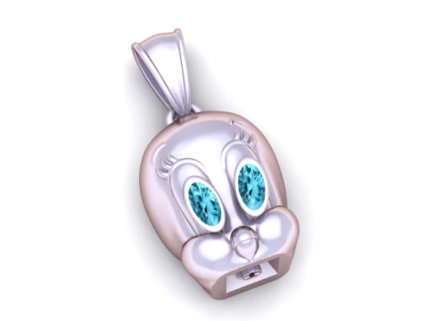 Model Cetak 3D Liontin Kepala Burung Tweety Model Cetak 3D