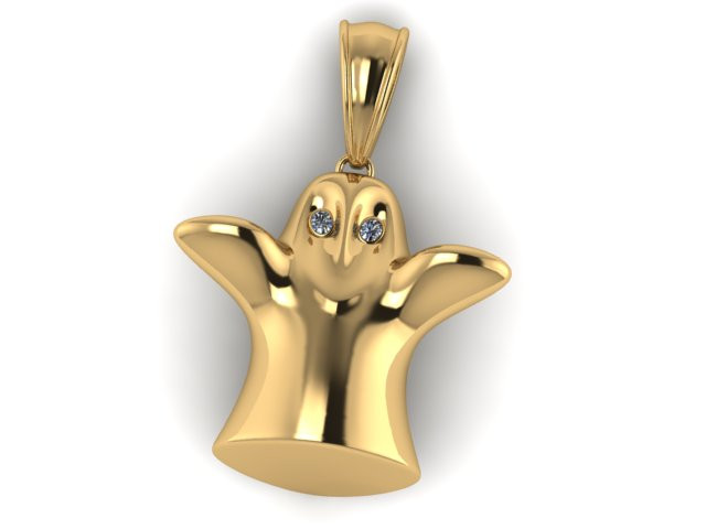 귀여운 유령 펜던트 3D 인쇄 가능한 모델 3D 프린트 모델 .c4d .max .obj .3ds .fbx .stl .blend 