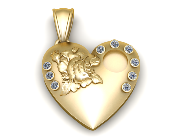 心形玫瑰吊坠 3D 打印模型 3D 打印模型 .c4d .max .obj .3ds .fbx .stl .blend