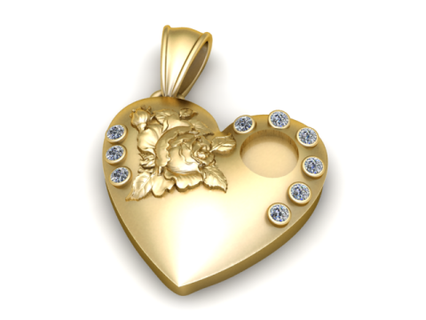 心形玫瑰吊坠 3D 打印模型 3D 打印模型