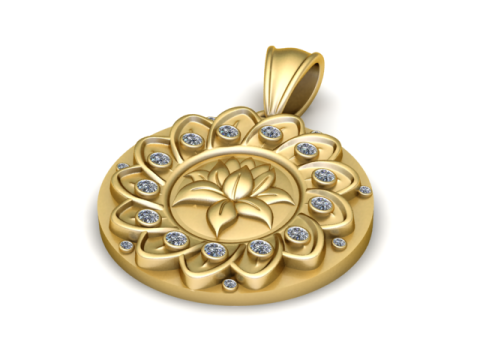 황금 연꽃 펜던트 3D 인쇄 가능한 모델 3D 프린트 모델