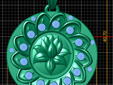 황금 연꽃 펜던트 3D 인쇄 가능한 모델 3D 프린트 모델