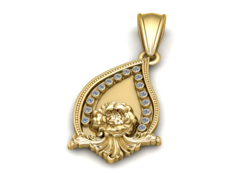 Golden Floral Leaf Pendant 3D Printable Model 3D Print Model