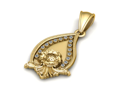 Golden Floral Leaf Pendant 3D Printable Model 3D Print Model