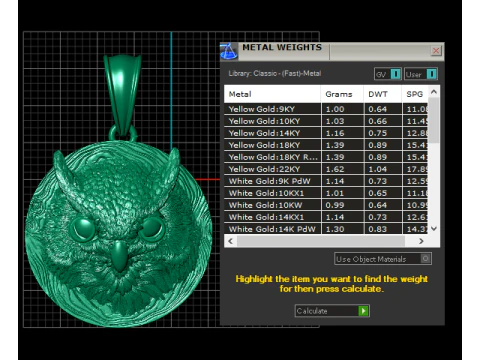 Golden Owl Face Pendant 3D Printable Model 3D Print Model
