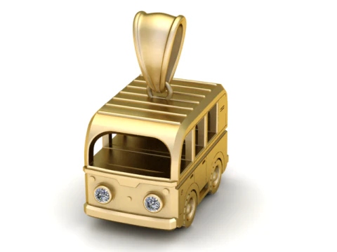 Cartoon Bus Pendant 3D Printable Model 3D Print Model