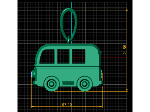 卡通巴士吊坠 3D 可打印模型 3D 打印模型