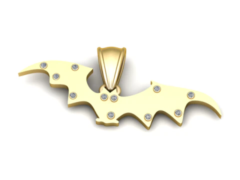 Model Cetak 3D Liontin Kelelawar Emas Model Cetak 3D