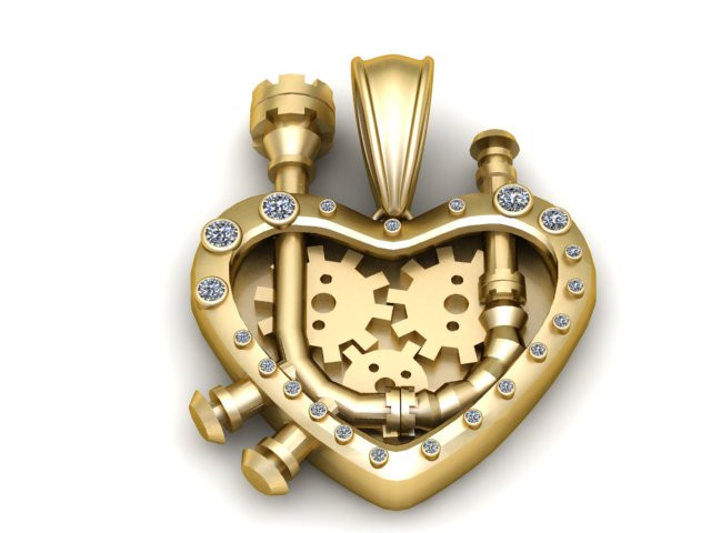Mechanical Heart Pendant 3D Printable Model 3D Print Model .c4d .max .obj .3ds .fbx .stl .blend